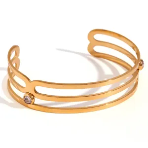 Boho & Mala Silver Gold Plated Stainless Steel Cuff Bracelet