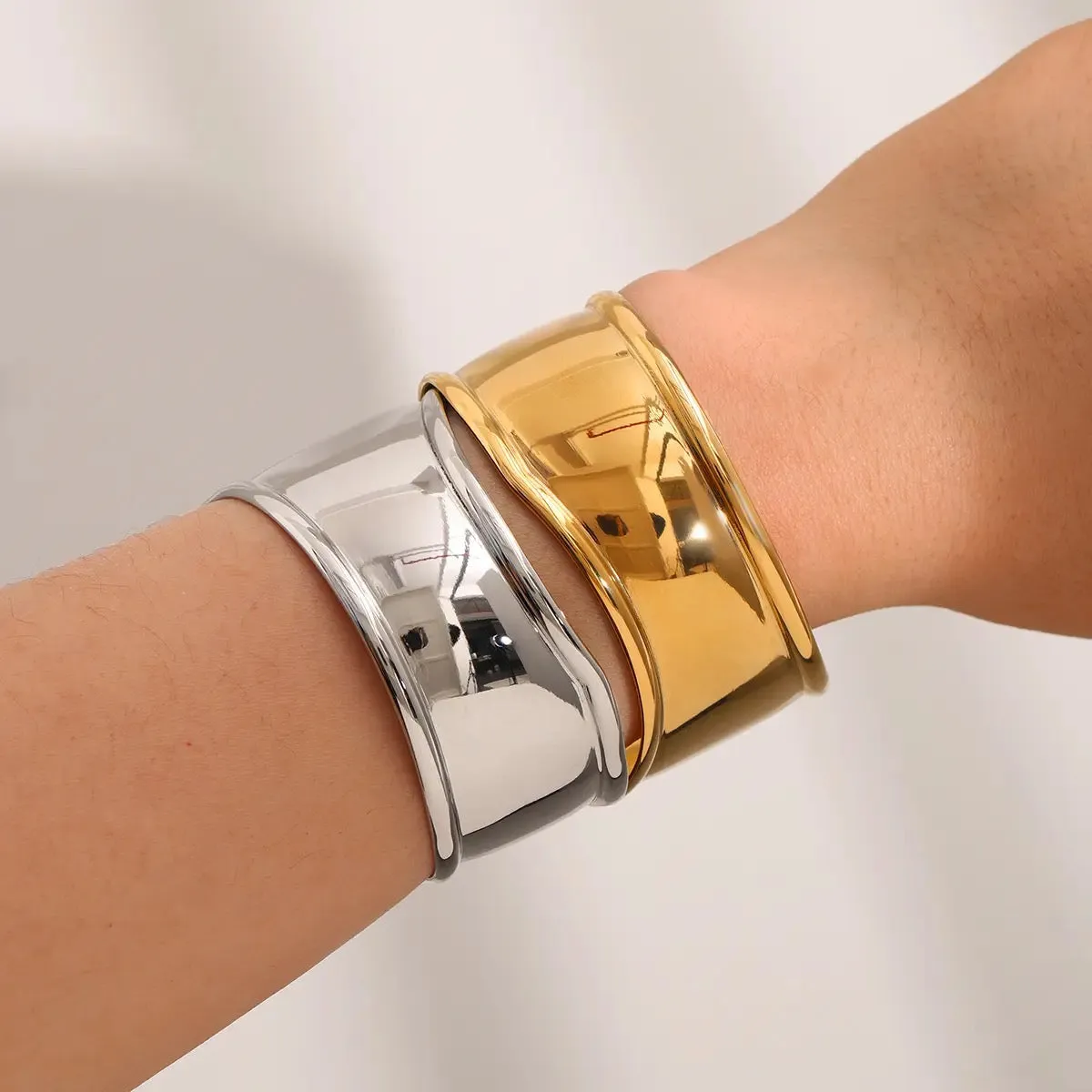 Boho & Mala Silver Stainless Steel Cuff Bracelet