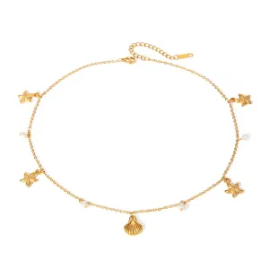 Boho & Mala Stainless Steel Charm Gold Plated Necklace