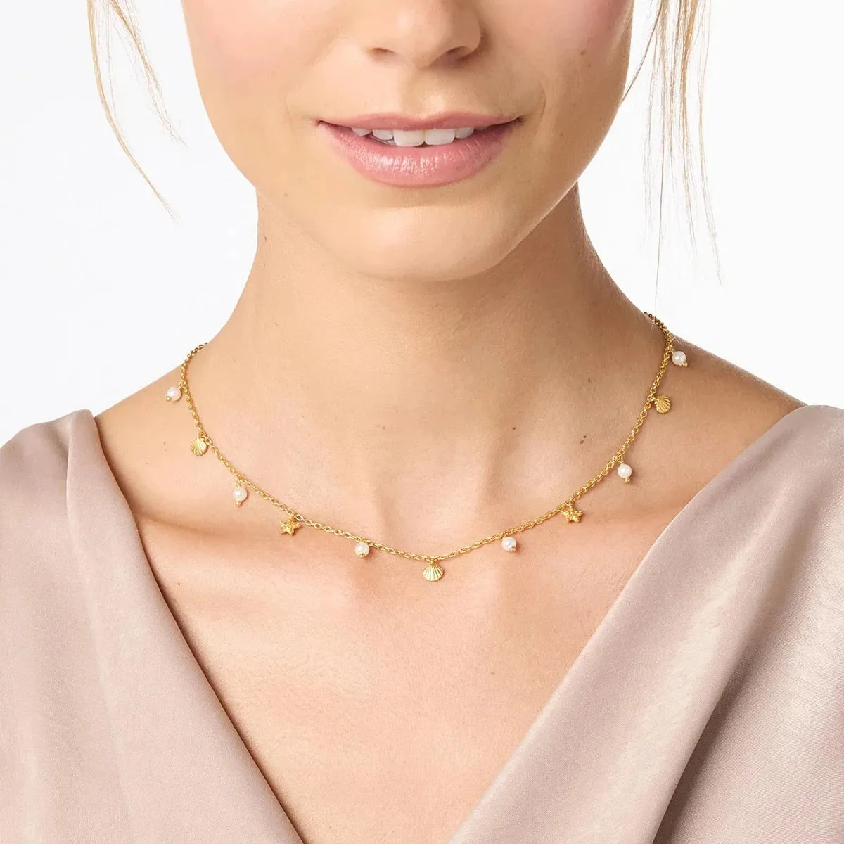 Boho & Mala Stainless Steel Charm Gold Plated Necklace