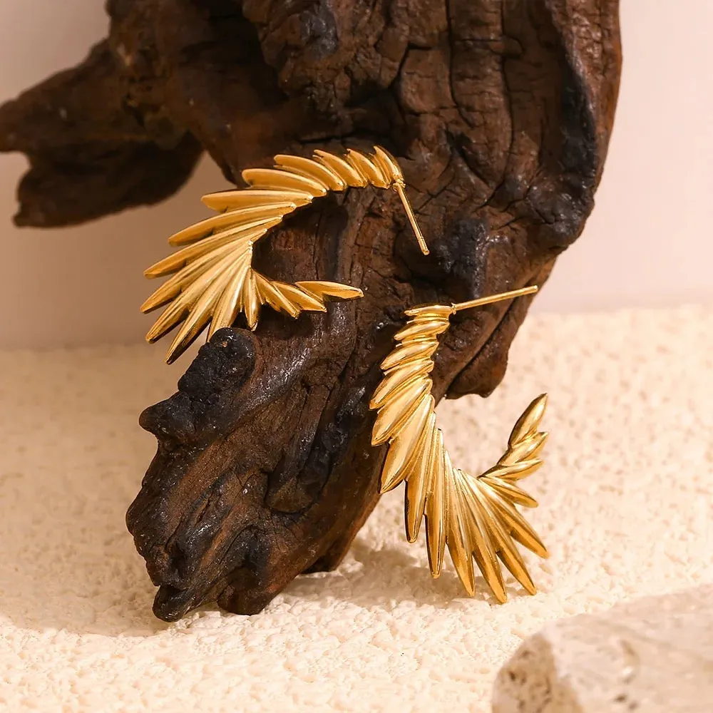 Boho & Mala Stainless Steel / Gold Plated Fan Hoop Earrings