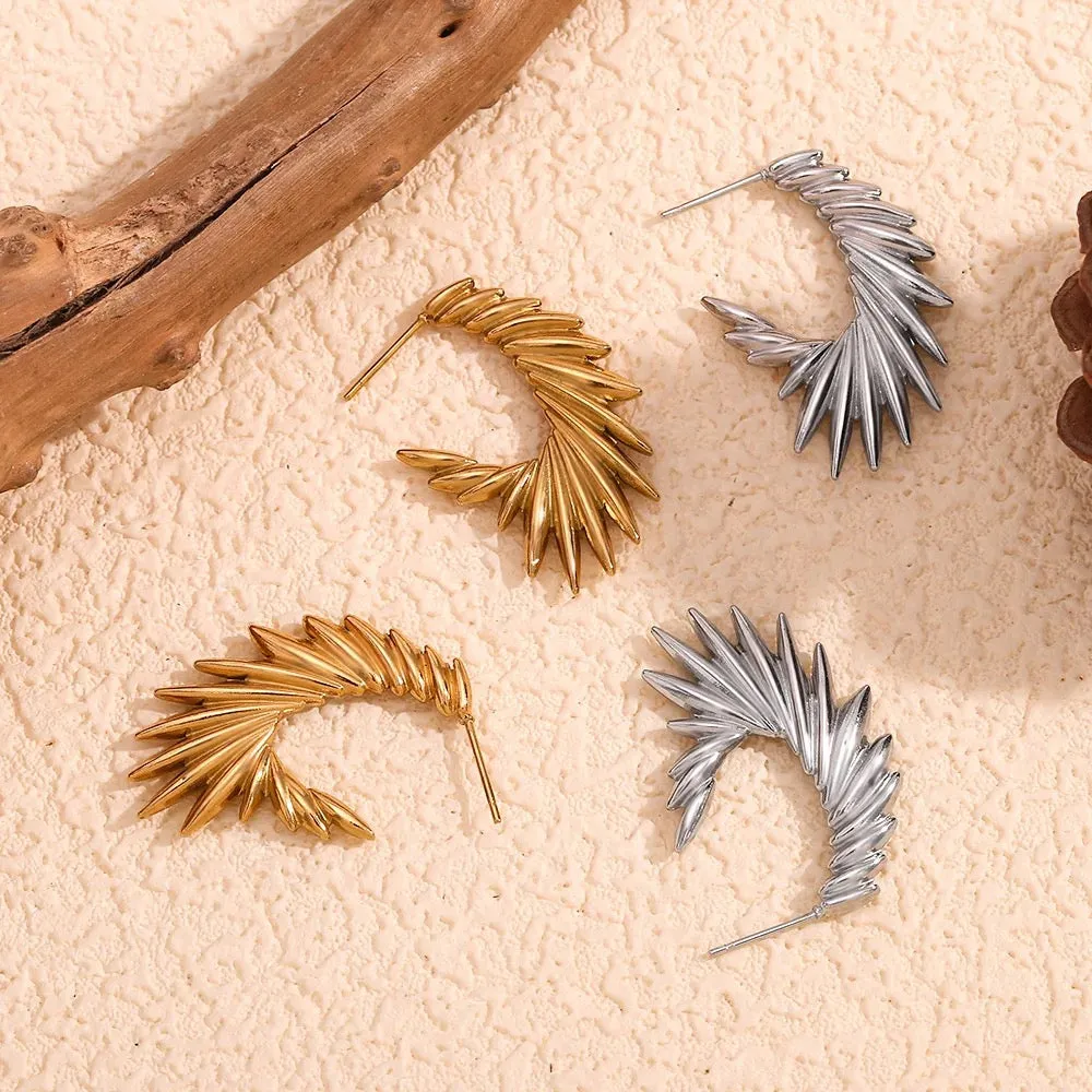Boho & Mala Stainless Steel / Gold Plated Fan Hoop Earrings