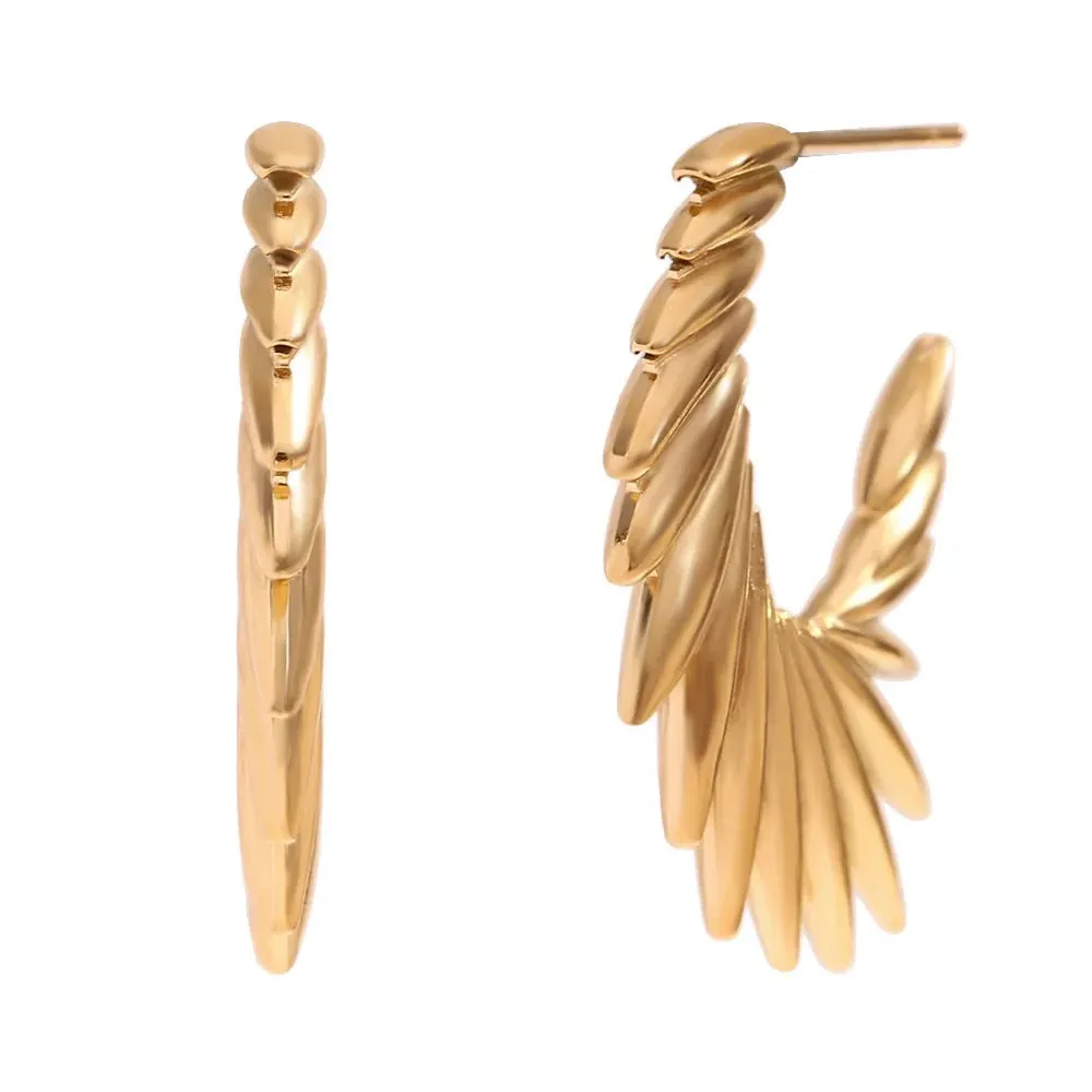 Boho & Mala Stainless Steel / Gold Plated Fan Hoop Earrings