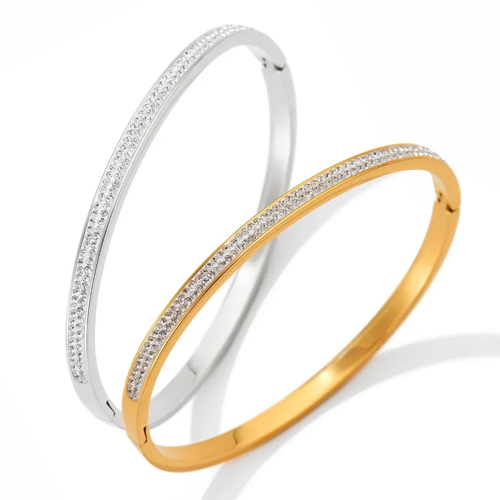 Boho & Mala Stainless Steel Silver Bangle Bracelet