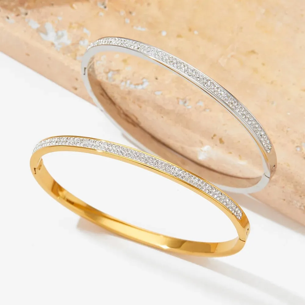 Boho & Mala Stainless Steel Silver Bangle Bracelet