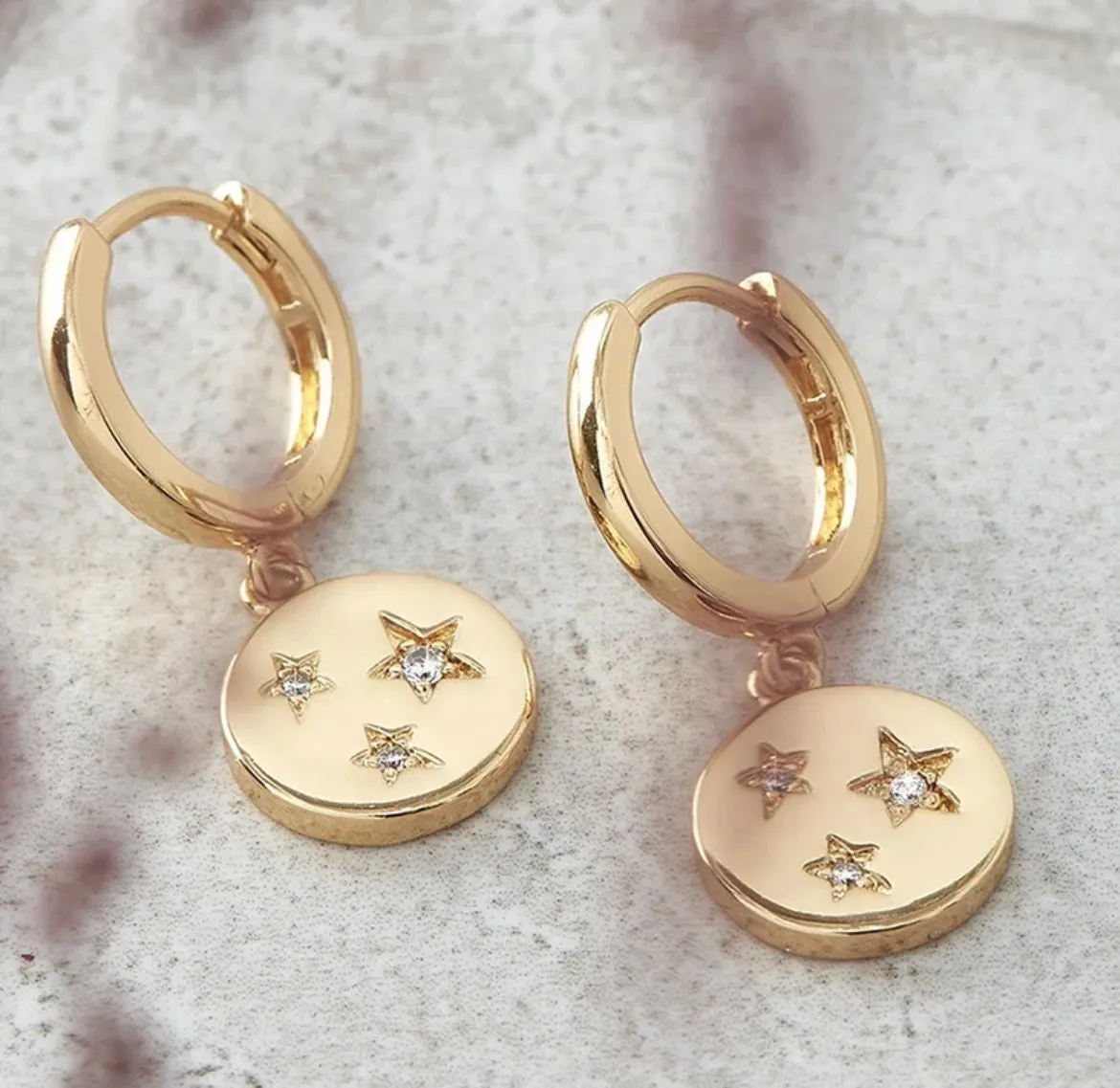 Boho & Mala Star Huggies 18k Gold Plated Hoop Earrings DE1000