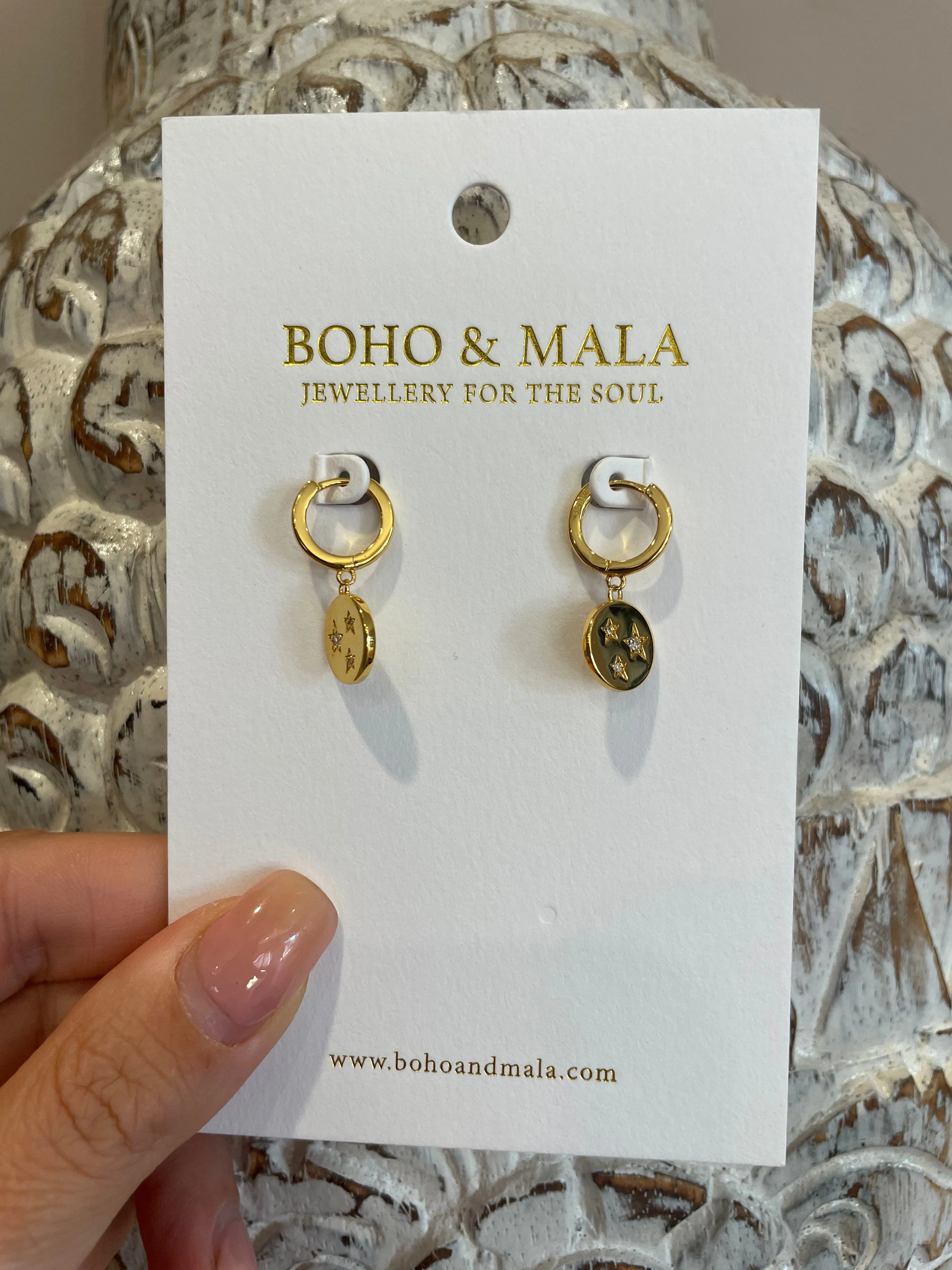 Boho & Mala Star Huggies 18k Gold Plated Hoop Earrings DE1000