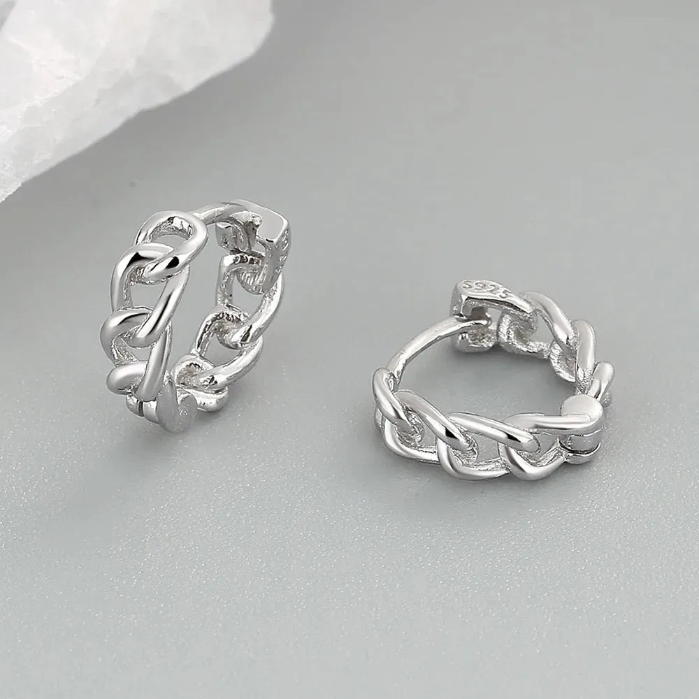 Boho & Mala Sterling Silver Hoop Huggie Earrings
