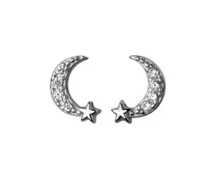 Boho & Mala Sterling Silver Moon Stud Earrings
