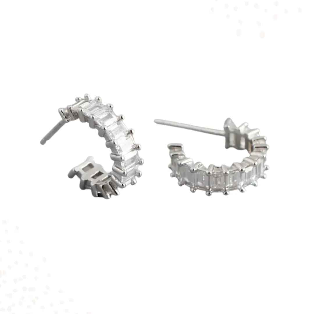 Boho & Mala White Cubic Zirconia Sterling Silver Earrings DE1003