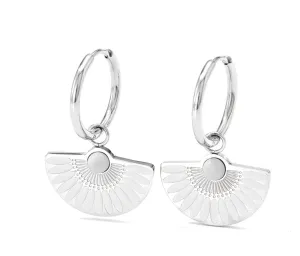 Boho & Mala White Silver Plated Fan Hoop Earrings