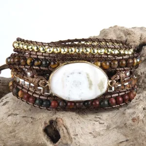 Boho & Mala White Stone 5 Wrap Bracelet WSB1017