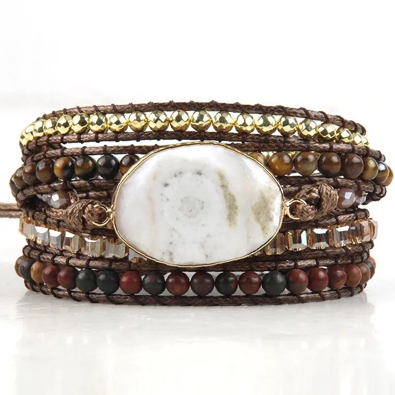 Boho & Mala White Stone 5 Wrap Bracelet WSB1017