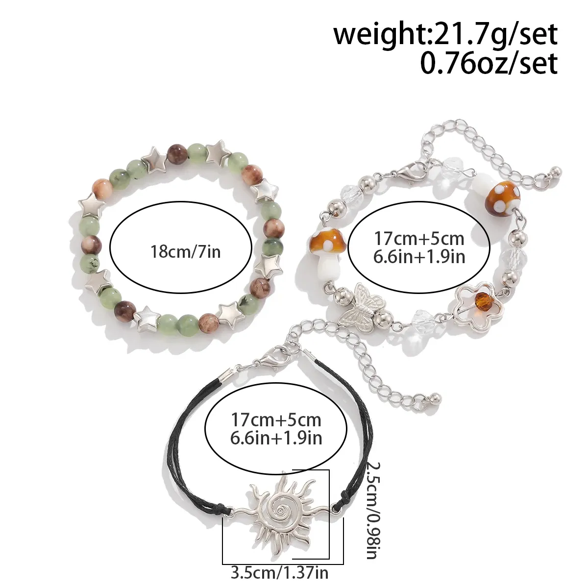 Boho Flower Bead Charm Bangles