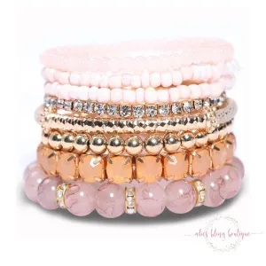 Boho Radiance Bracelet Stack in Pink