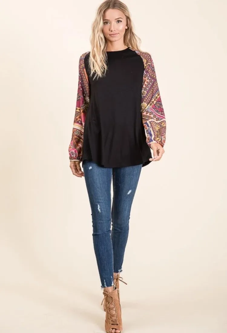 Boho Raglan Top-Final Sale