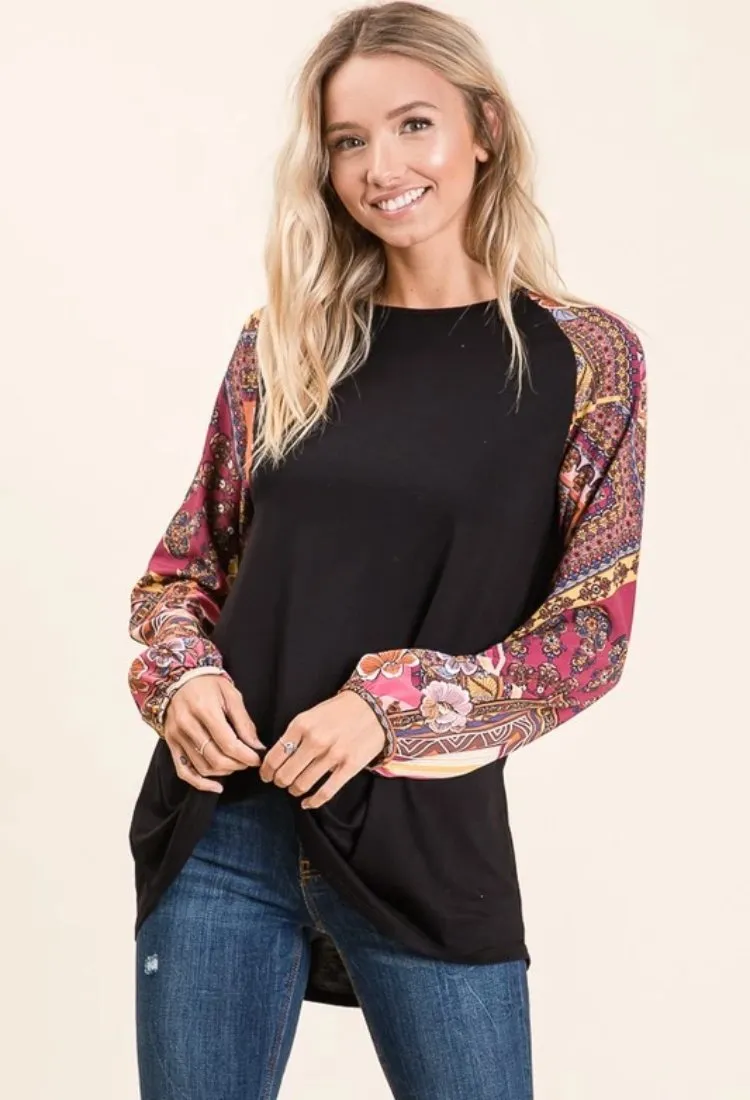 Boho Raglan Top-Final Sale