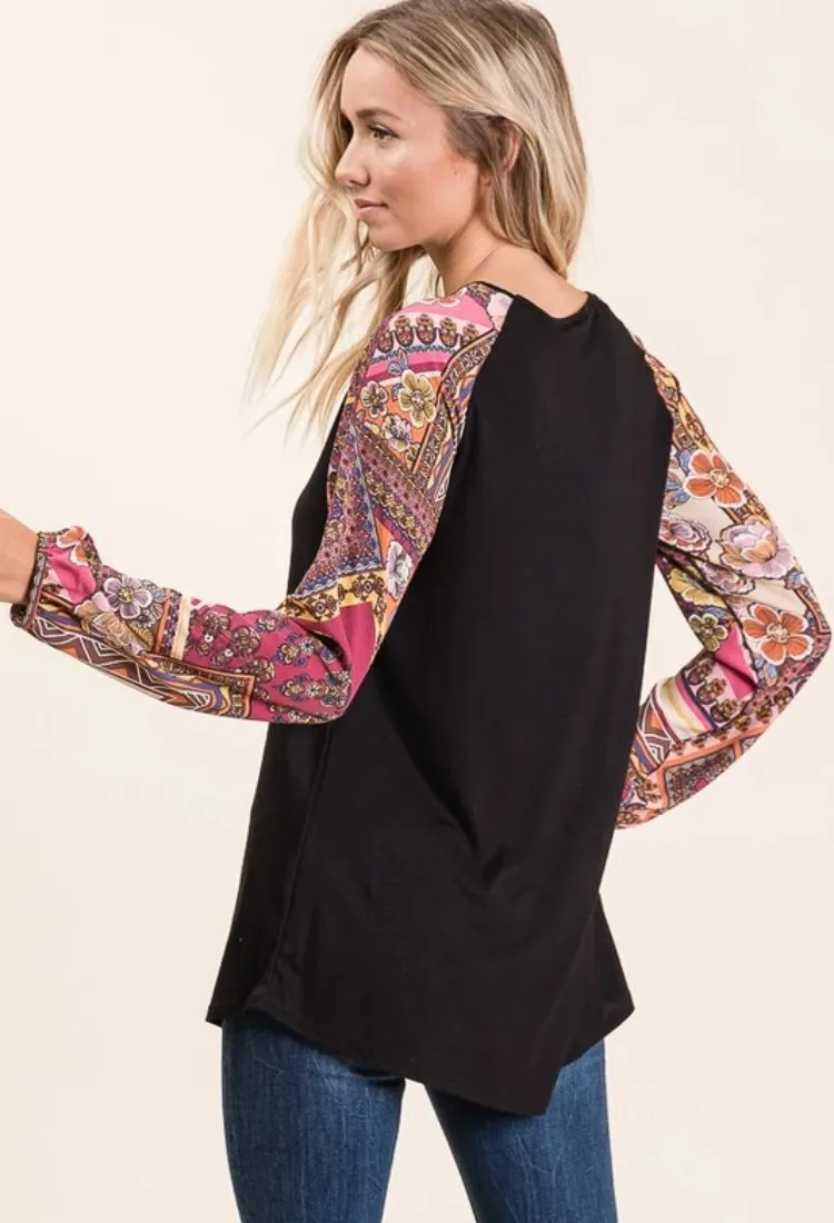 Boho Raglan Top-Final Sale