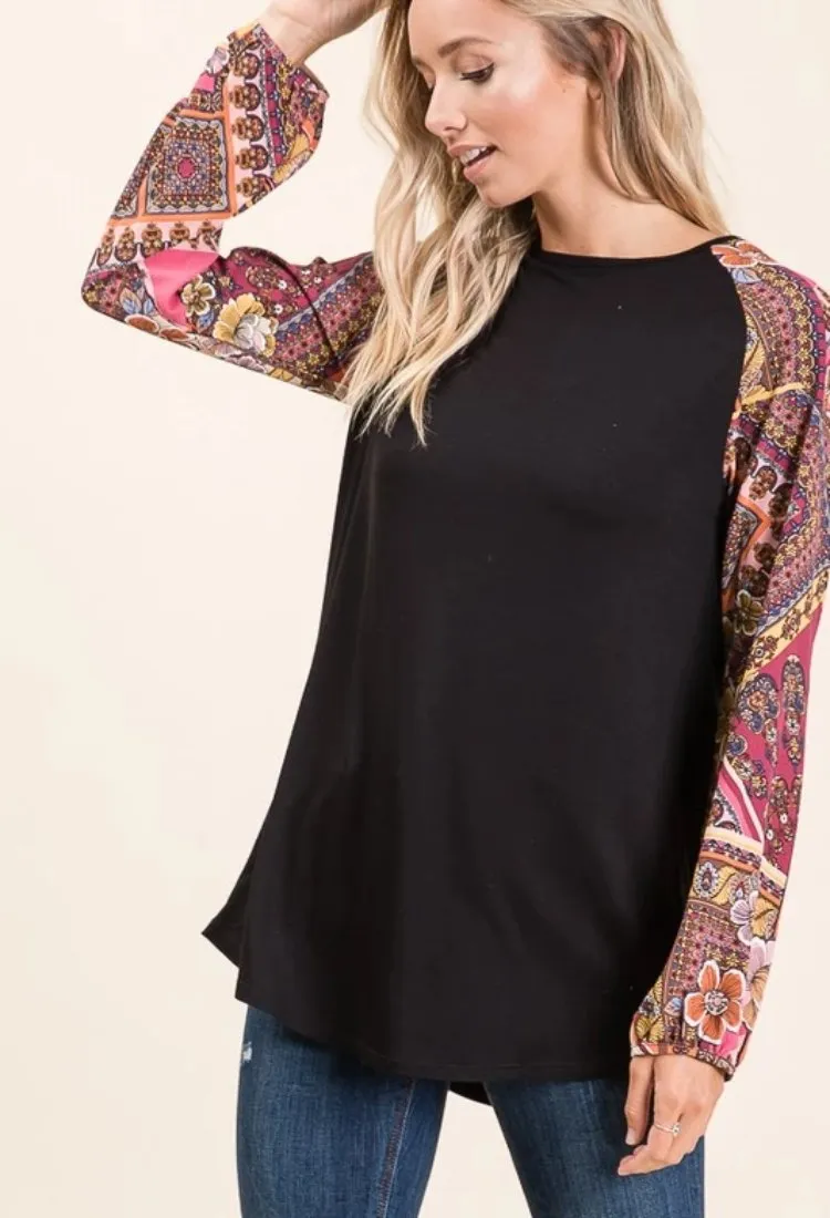 Boho Raglan Top-Final Sale