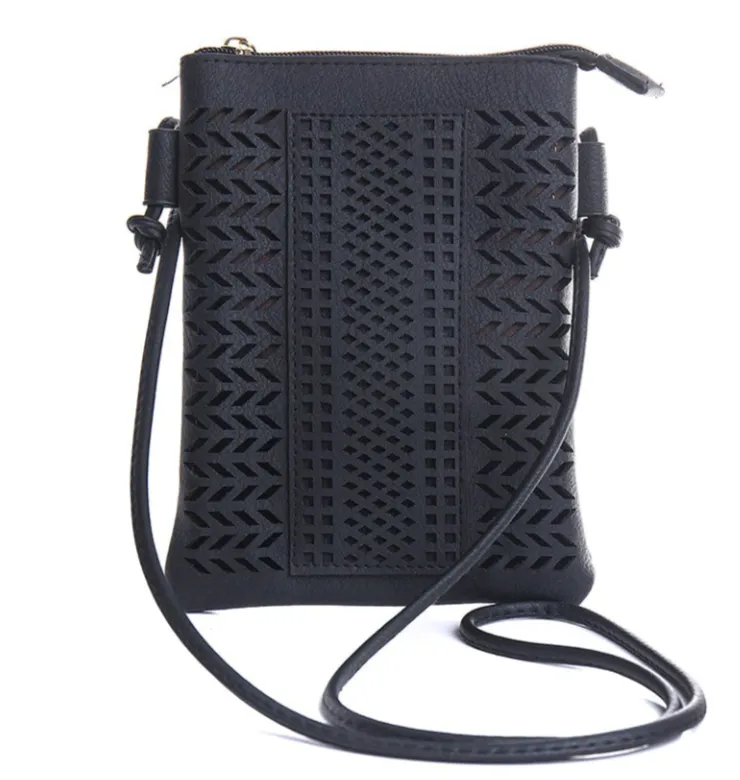 Boho Sling Bag - Black Chevron