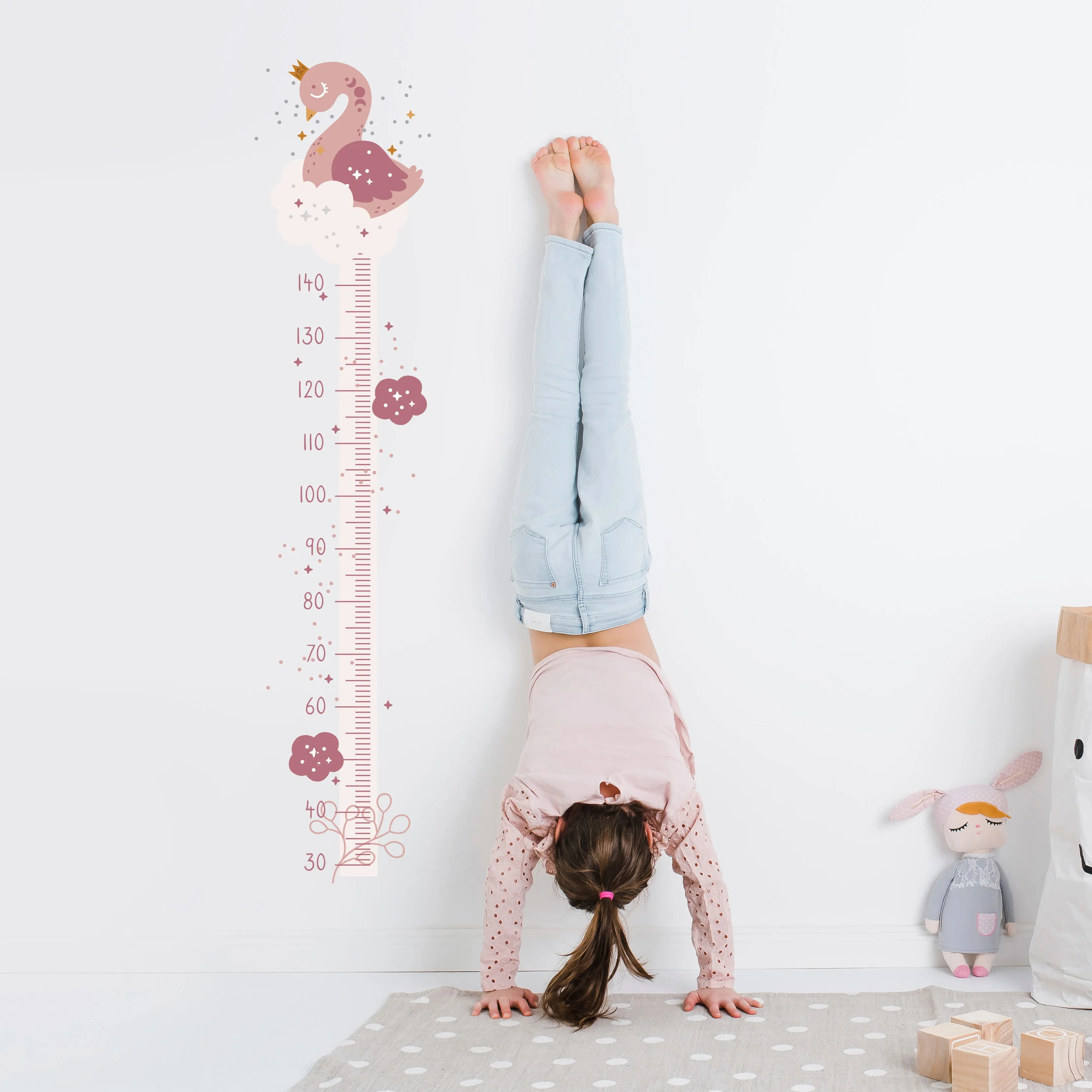 Boho Swan Wall Sticker Height Chart