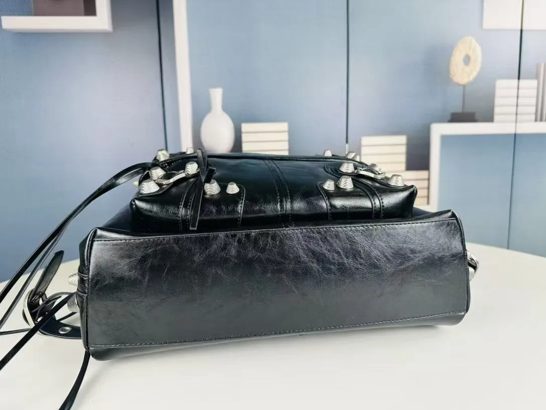 Bold Black Cowhide Leather Backpack