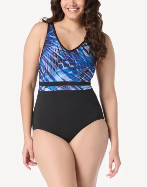 Boreal Palm V Neck Polyester One Piece