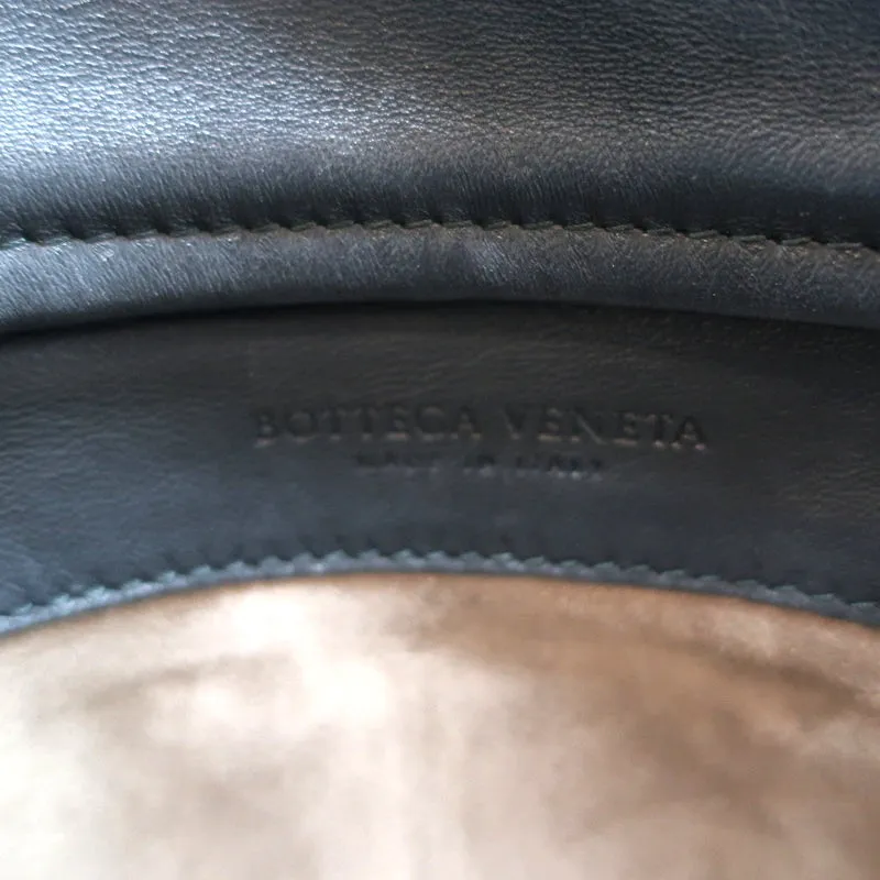 Bottega Veneta Snakeskin Turnlock Clutch Bag Black/Charcoal