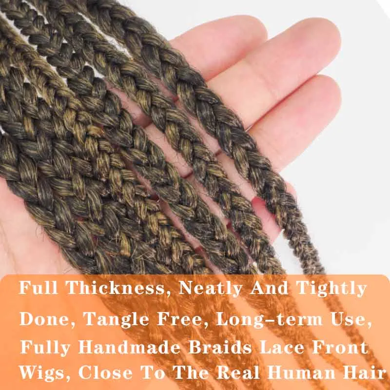 Box Braided Synthetic Handmade Braid Lace Front Wigs with Baby Hair for Women