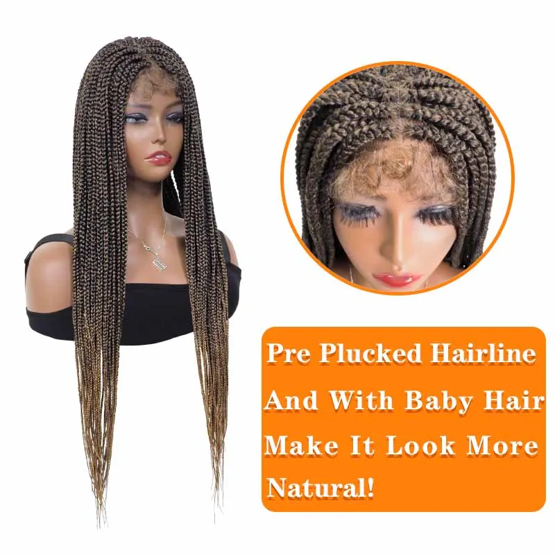 Box Braided Synthetic Handmade Braid Lace Front Wigs with Baby Hair for Women