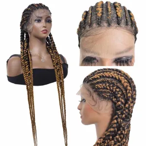 Box Braided Wig Full Lace Front Wig 38 Inches Long Cornrow Synthetic Braids