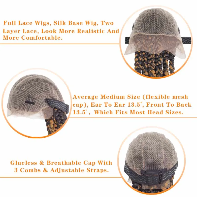 Box Braided Wig Full Lace Front Wig 38 Inches Long Cornrow Synthetic Braids