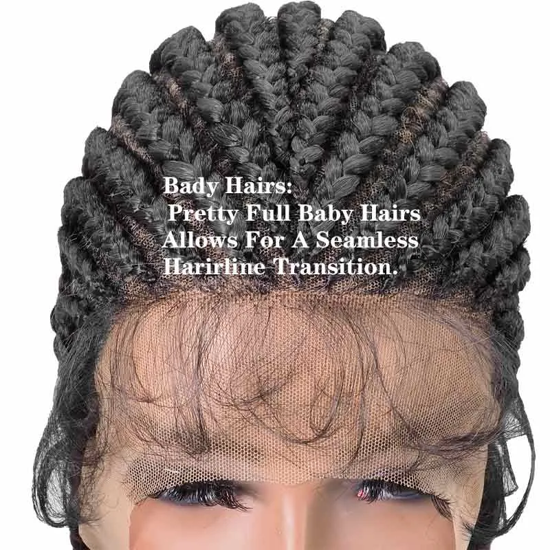 Box Braided Wigs for Black Women 38 inch Long Glueless Braids Wig Fake Scalp Synthetic Hair