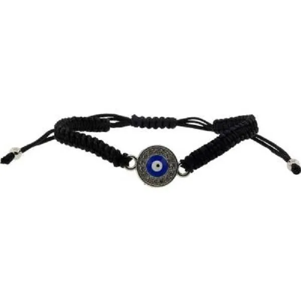 Bracelet Evil Eye Black & Silver Adjustable