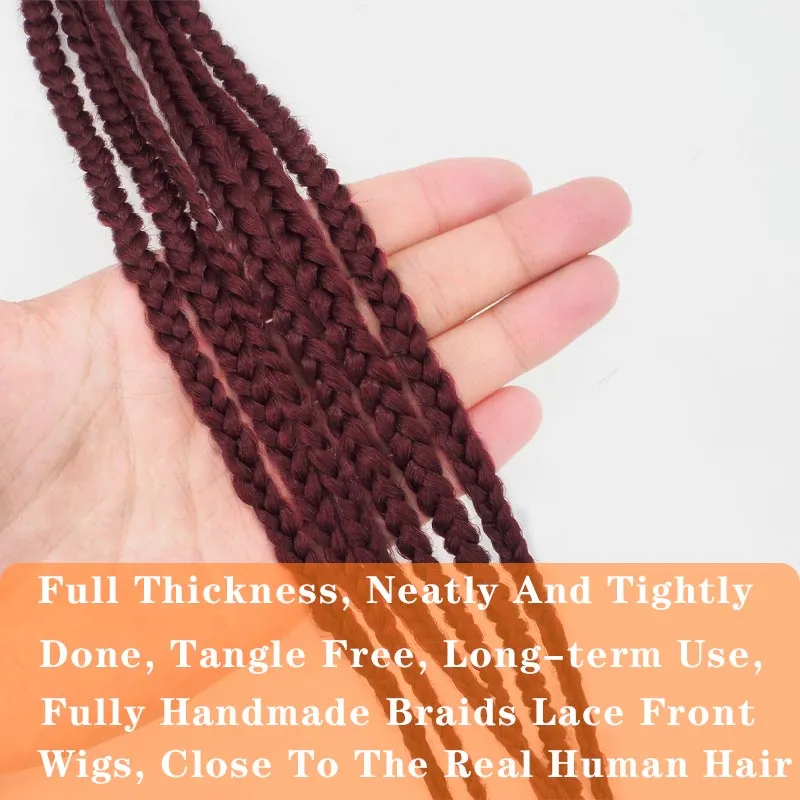 Braided Box Braiding Synthetic Lace Front Wig 38Inches Long Braids Heat Fiber Hair Hand Braided Wig