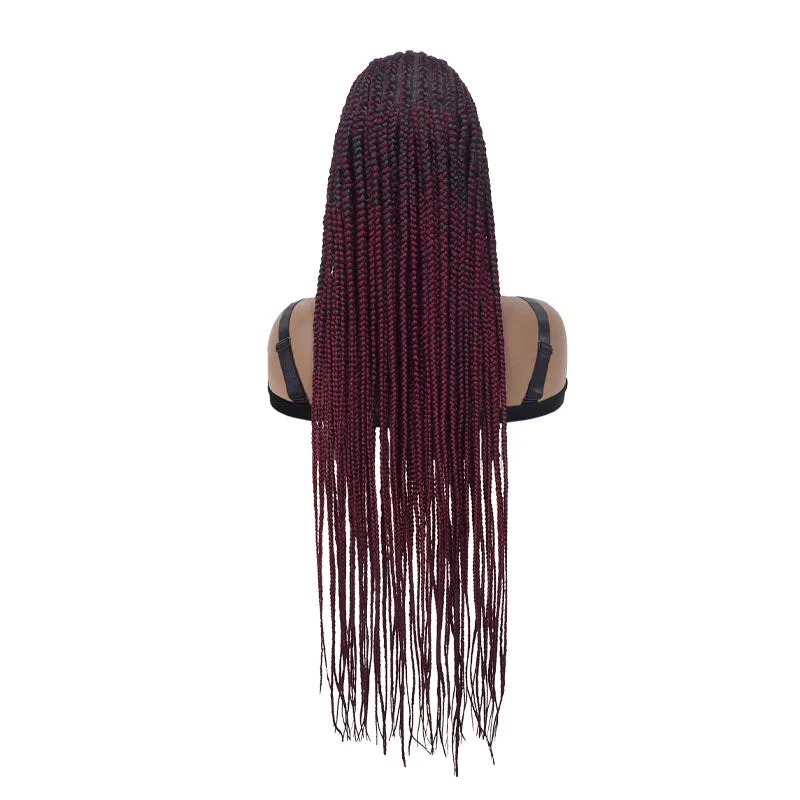 Braided Box Braiding Synthetic Lace Front Wig 38Inches Long Braids Heat Fiber Hair Hand Braided Wig
