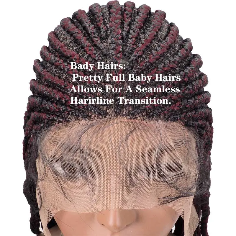 Braided Box Braiding Synthetic Lace Front Wig 38Inches Long Braids Heat Fiber Hair Hand Braided Wig