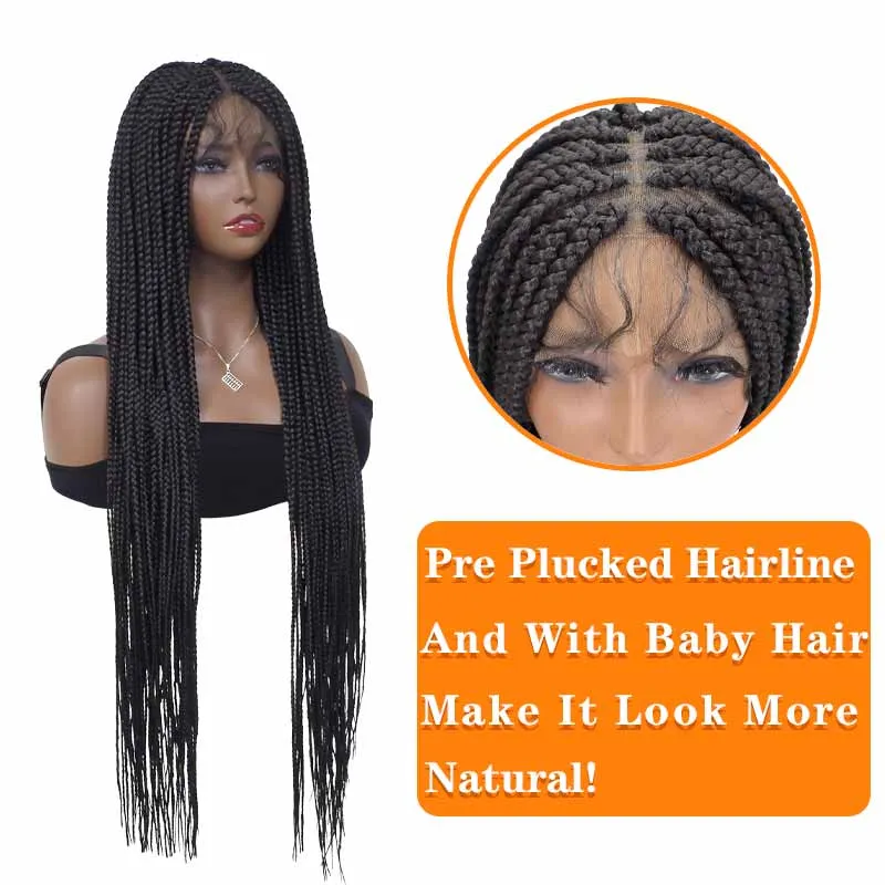 Braided Wigs for Black Women Full Lace Front Braids Wig With Baby Hair Synthetic Hair