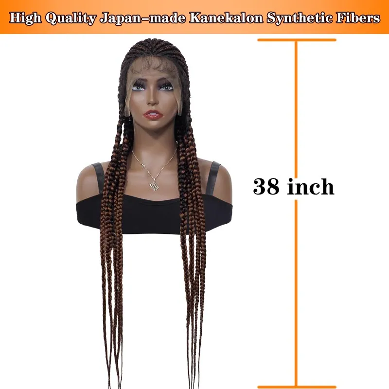 Braided Wigs with Full Lace Frontal Synthetic Hair Glueless Long Wig For Black Women