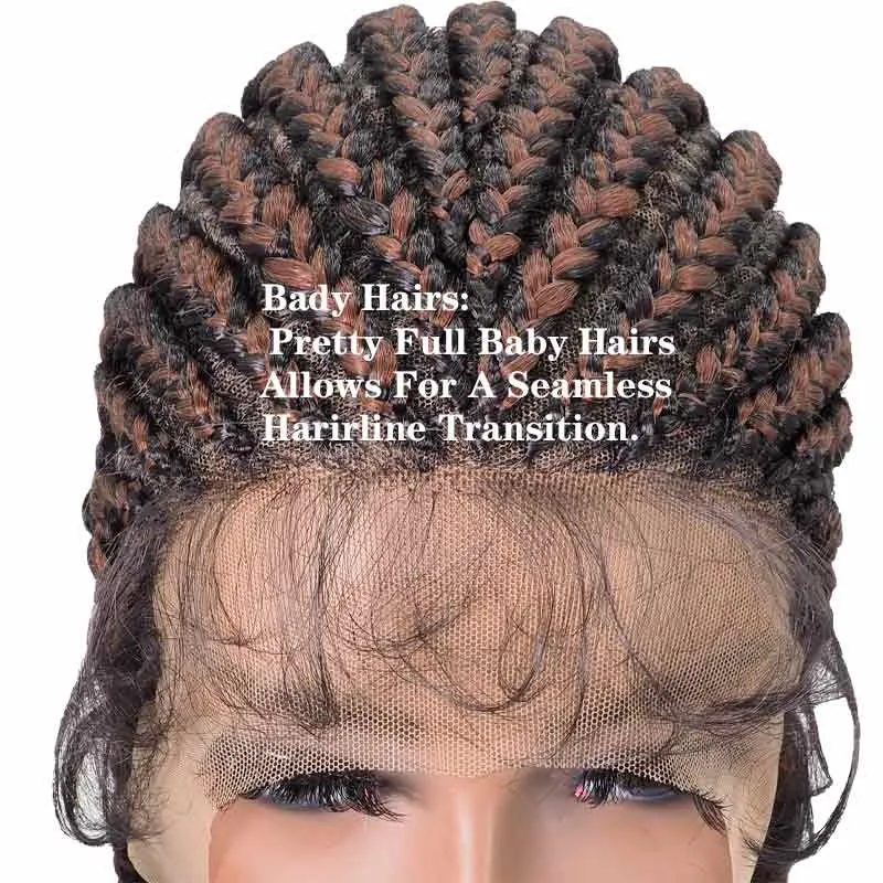 Braids Synthetic Lace Front Wigs for Black Women Full Head Braided Wig with Baby Hair