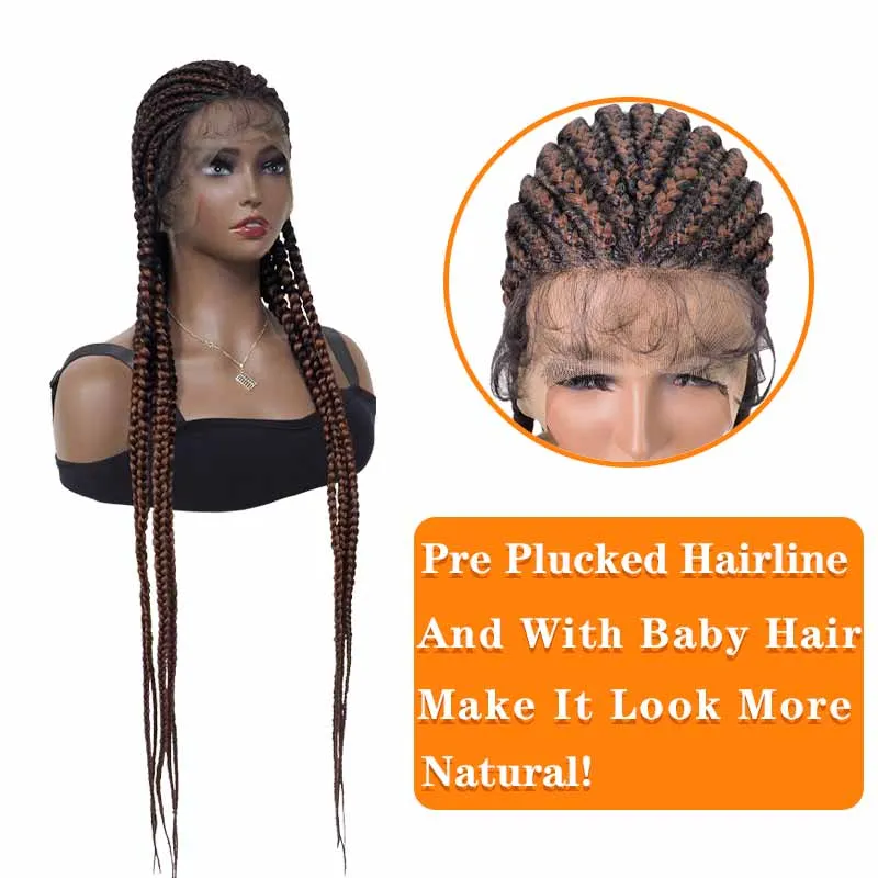 Braids Synthetic Lace Front Wigs for Black Women Full Head Braided Wig with Baby Hair