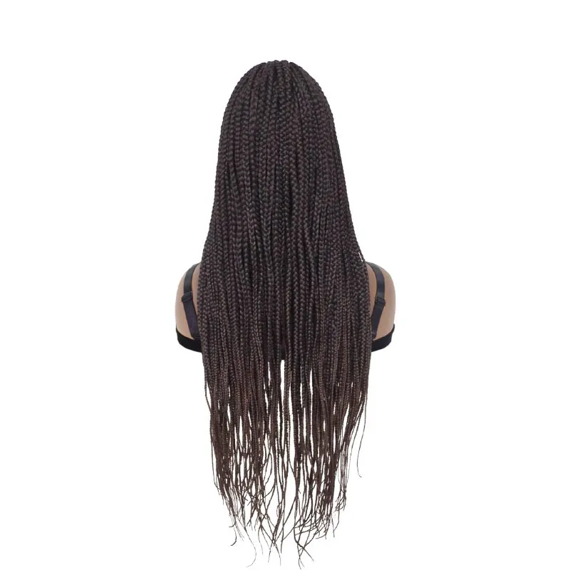 Braids Wigs 32inch Brown Hand-made Braided Wig with Baby Hair For Afro Women