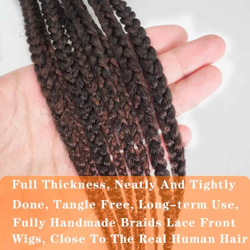 Braids Wigs 32inch Brown Hand-made Braided Wig with Baby Hair For Afro Women