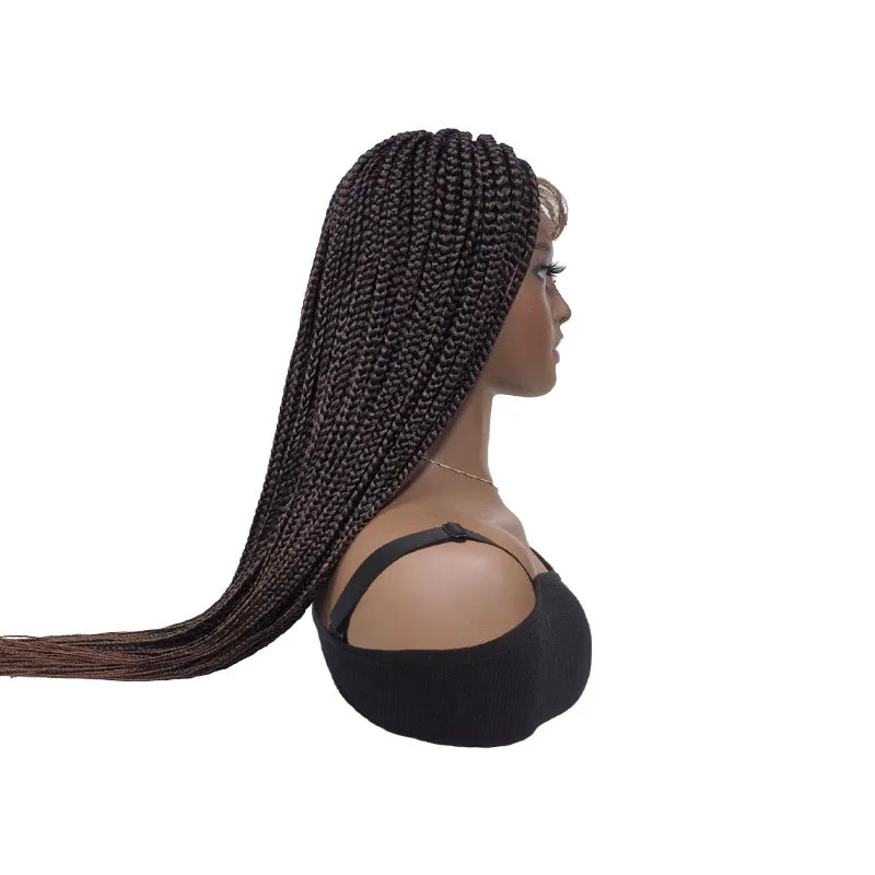 Braids Wigs 32inch Brown Hand-made Braided Wig with Baby Hair For Afro Women