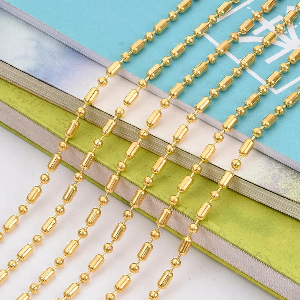 Brass Ball Chains, Ball-Bar Style, Round and Oval