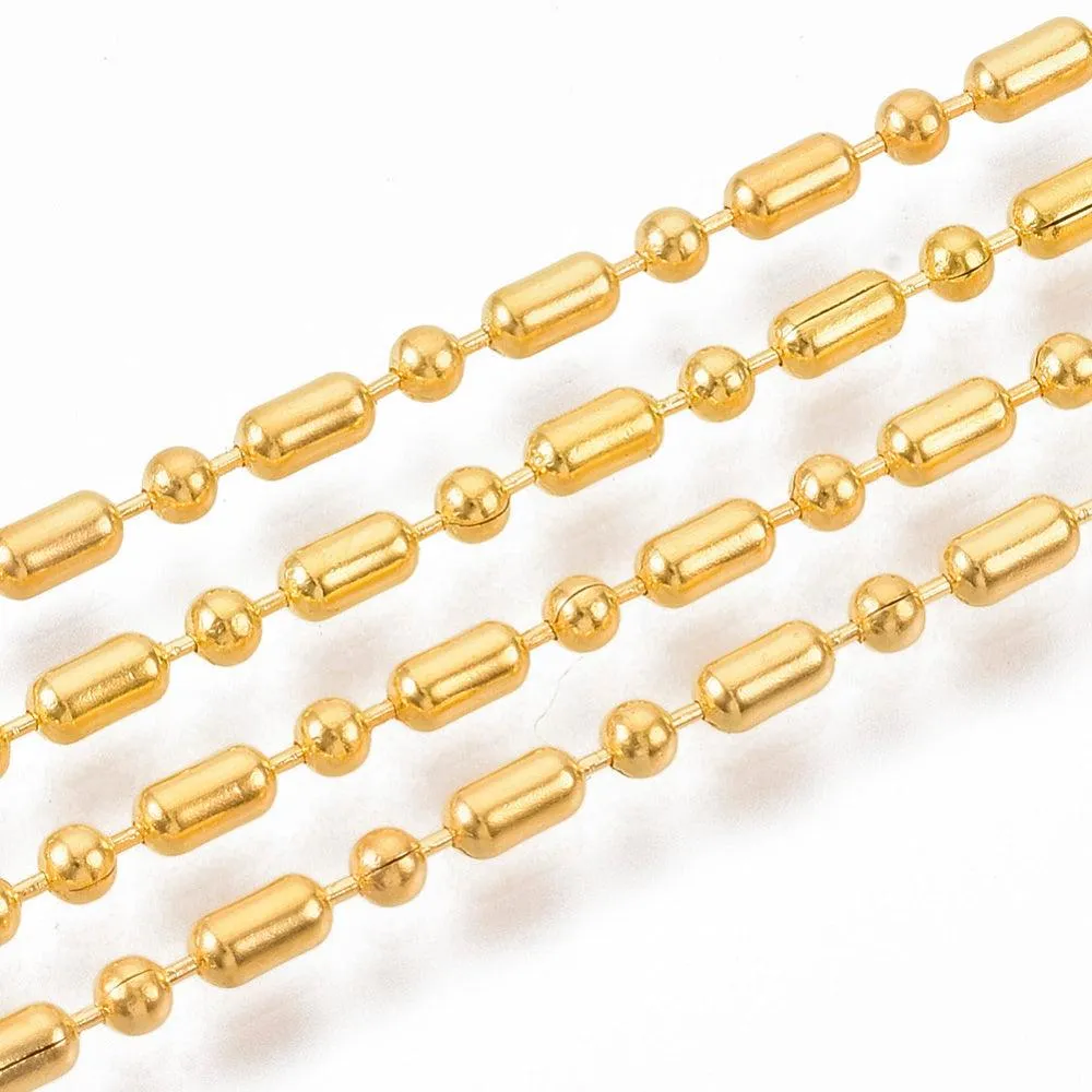 Brass Ball Chains, Ball-Bar Style, Round and Oval