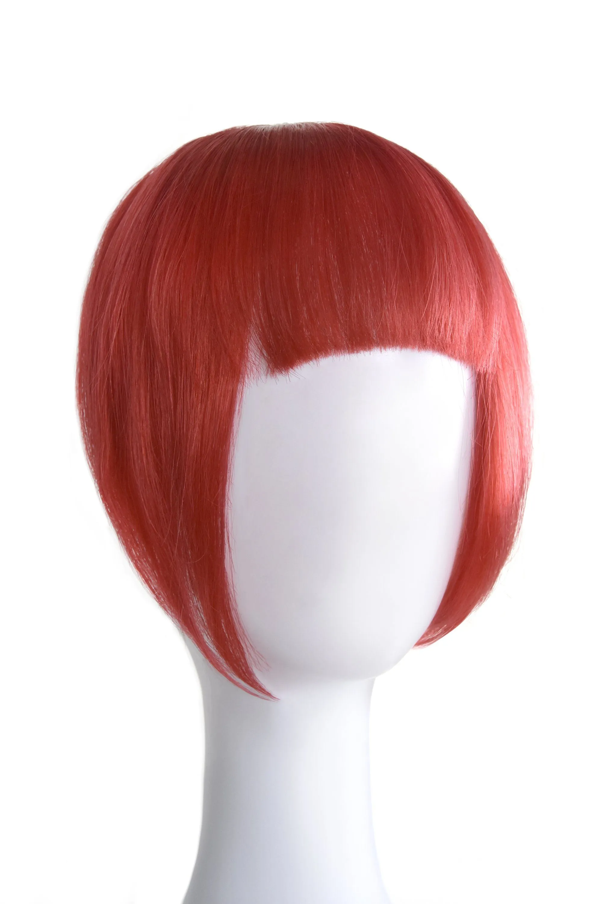 Bright Red Clip In Fringe