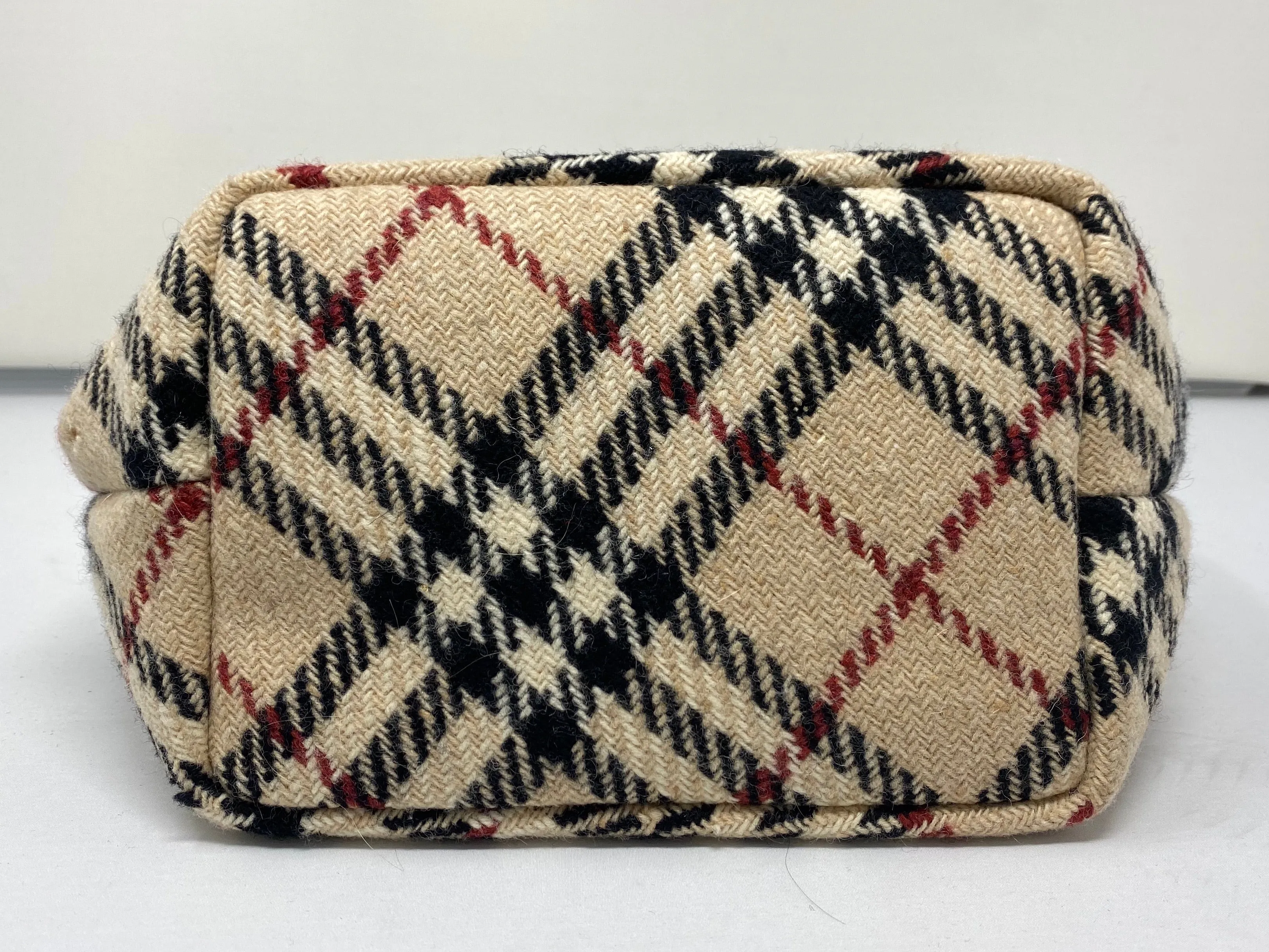 BURBERRY Wool Check Small Tote Bag