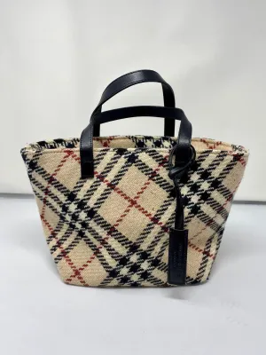 BURBERRY Wool Check Small Tote Bag