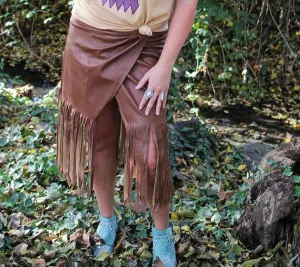 Camel Fringe Skirt